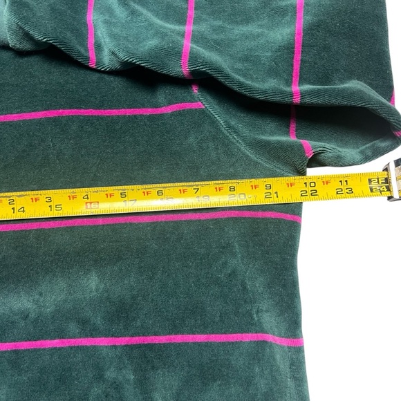 Stussy Velour Crewneck Sweatshirt Stripe Green Pink M - Picture 7 of 7